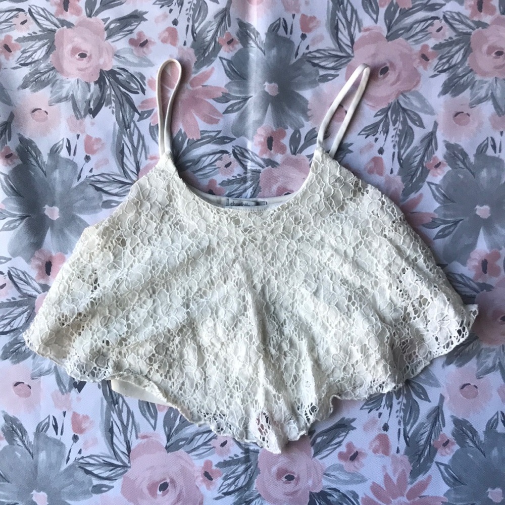 WHITE LACE CROP TANK